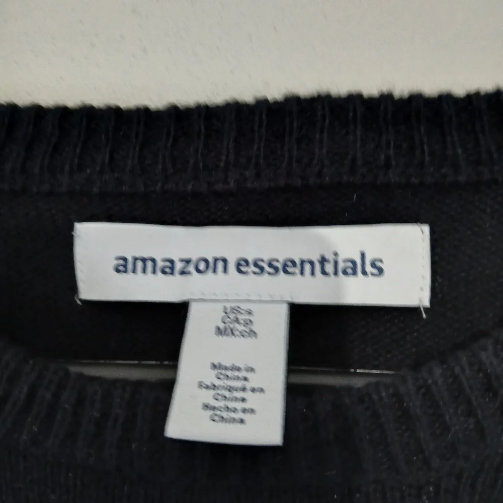 Amazon Essentials Cotton Nylon Wool Blend Mens Black Sweater size Small